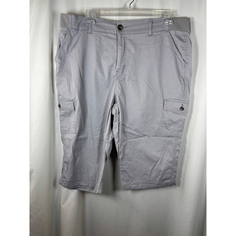 Lee‎ Womens Relaxed Fit Mid Rise Cargo Capri Pants Gray 20W CCE-21A-LFTH82111